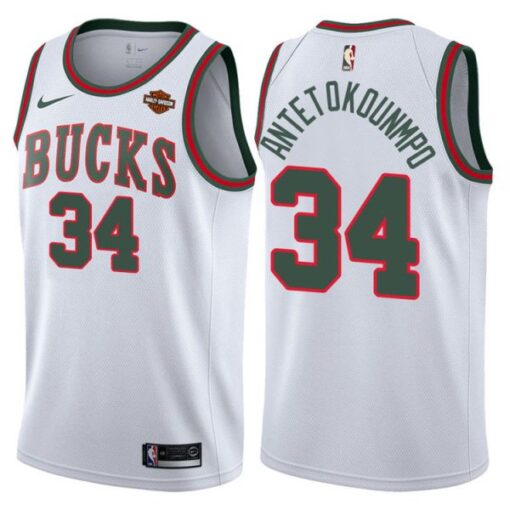 Milwaukee Bucks Giannis Antetokounmpo White Classic Throwback Jersey