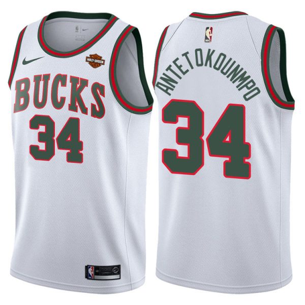 Milwaukee Bucks Giannis Antetokounmpo White Classic Throwback Jersey Milwaukee Bucks Giannis Antetokounmpo White Classic Throwback Jersey