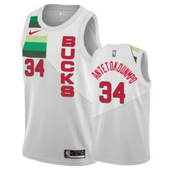 Milwaukee Bucks Giannis Antetokounmpo White Earned Jersey