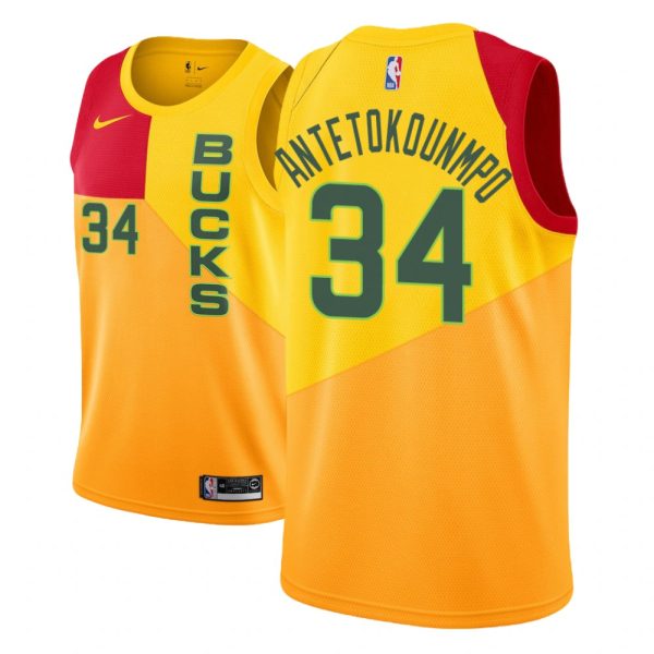Milwaukee Bucks Giannis Antetokounmpo Yellow City Jersey Milwaukee Bucks Giannis Antetokounmpo Yellow City Jersey