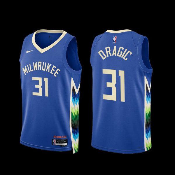 Milwaukee Bucks Goran Dragic 2022-23 Blue City Edition Jersey Milwaukee Bucks Goran Dragic 2022-23 Blue City Edition Jersey