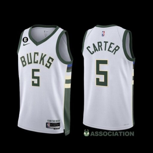 Milwaukee Bucks Jevon Carter 2022-23 Association Edition Jersey White