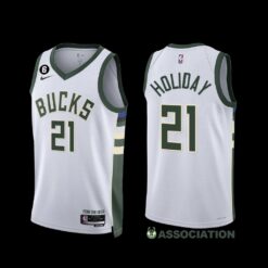 Milwaukee Bucks Jrue Holiday 2022-23 Association Edition Jersey White