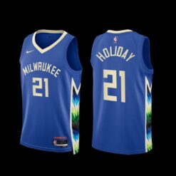 Milwaukee Bucks Jrue Holiday 2022-23 City Edition Jersey Blue