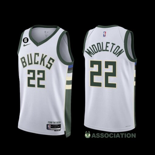 Milwaukee Bucks Khris Middleton 2022-23 Association Edition Jersey White