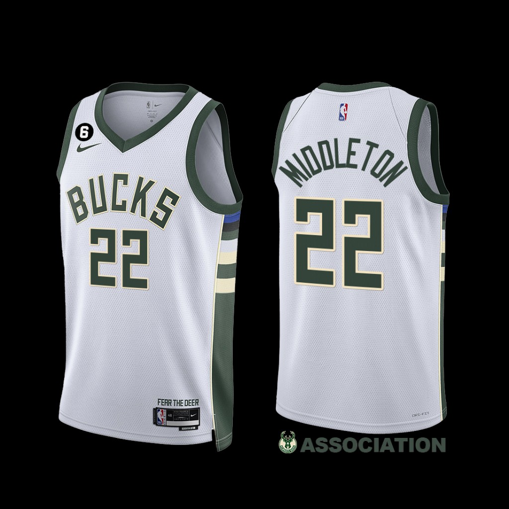 Milwaukee Bucks Khris Middleton 2022-23 Association Edition Jersey White Milwaukee Bucks Khris Middleton 2022-23 Association Edition Jersey White
