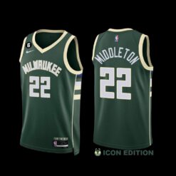 Milwaukee Bucks Khris Middleton 2022-23 Icon Edition NO.6 Patch Jersey Green