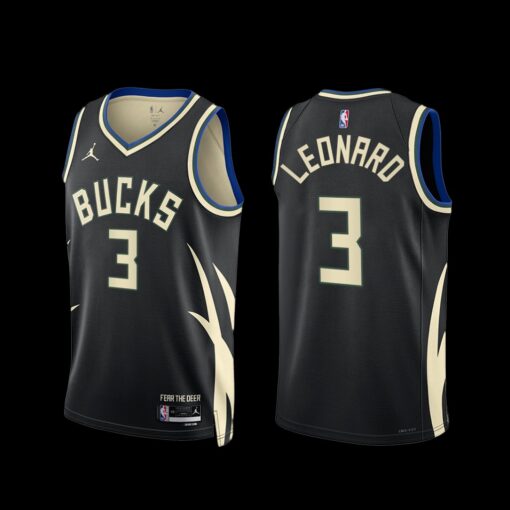 Milwaukee Bucks Meyers Leonard 2022-23 Black Statement Edition Jersey