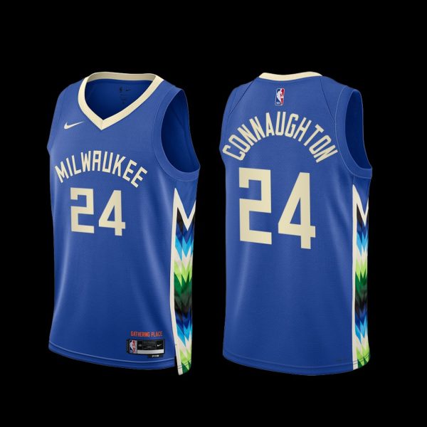 Milwaukee Bucks Pat Connaughton 2022-23 City Edition Jersey Blue Milwaukee Bucks Pat Connaughton 2022-23 City Edition Jersey Blue