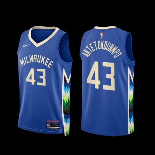 Milwaukee Bucks Thanasis Antetokounmpo 2022-23 City Edition Jersey Blue