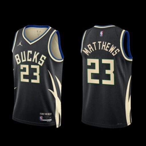 Milwaukee Bucks Wesley Matthews 2022-23 Black Statement Edition Jersey