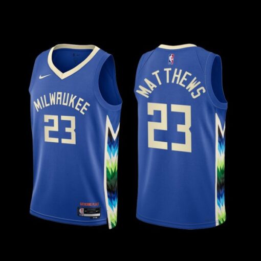 Milwaukee Bucks Wesley Matthews 2022-23 City Edition Jersey Blue