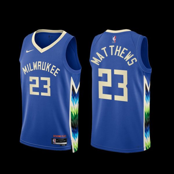 Milwaukee Bucks Wesley Matthews 2022-23 City Edition Jersey Blue Milwaukee Bucks Wesley Matthews 2022-23 City Edition Jersey Blue