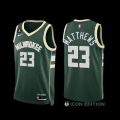 Milwaukee Bucks Wesley Matthews 2022-23 Icon Edition NO.6 Patch Jersey Green