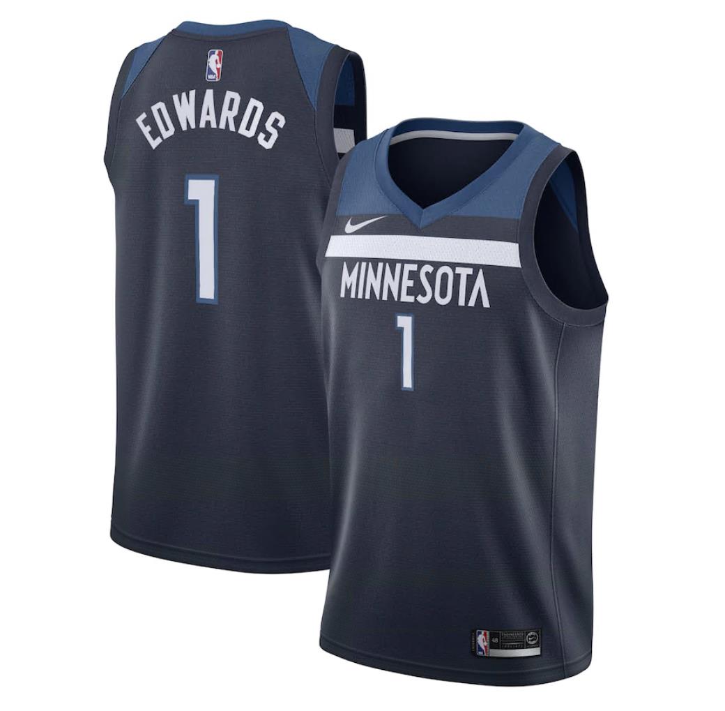 Minnesota Timberwolves Anthony Edwards Navy Icon Jersey Minnesota Timberwolves Anthony Edwards Navy Icon Jersey