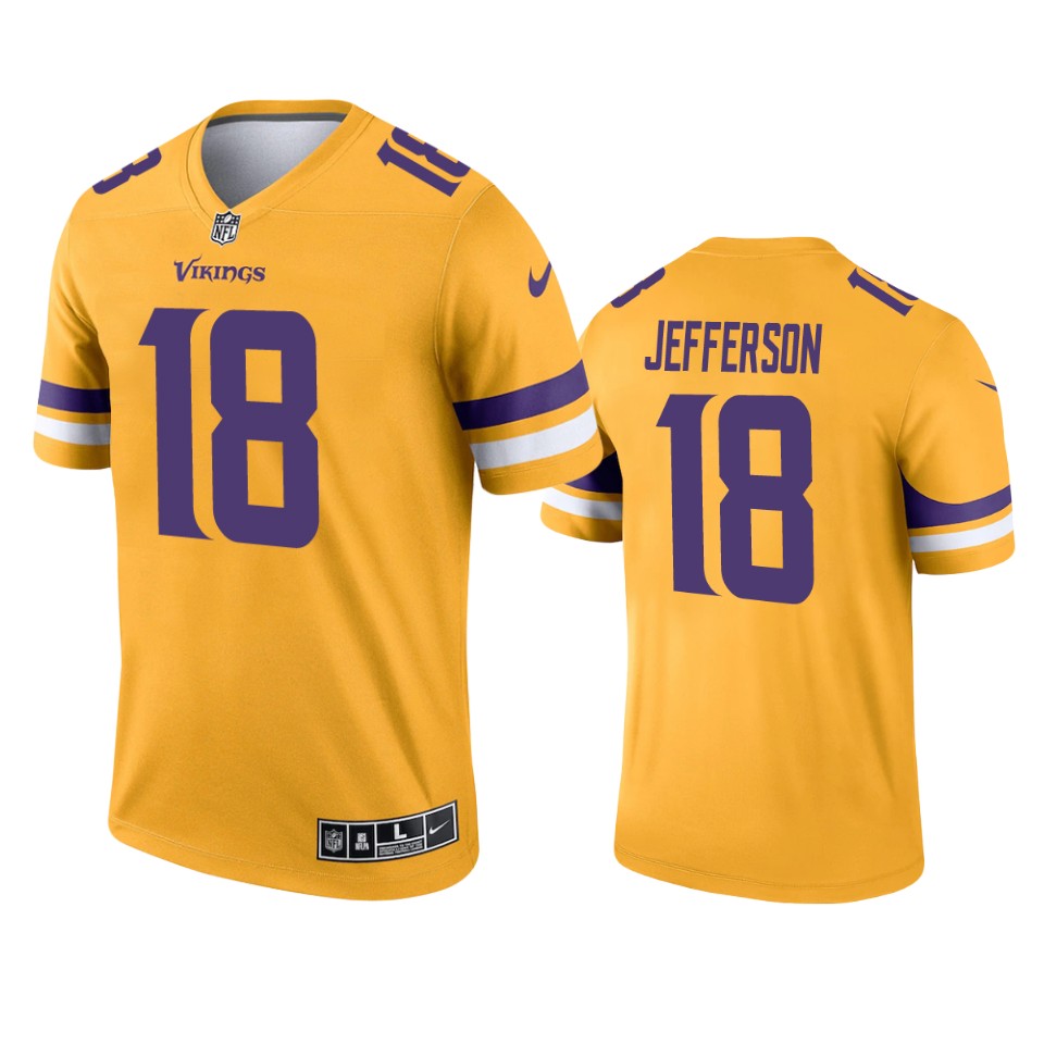 Minnesota Vikings Justin Jefferson Gold Inverted Limited Jersey Minnesota Vikings Justin Jefferson Gold Inverted Limited Jersey
