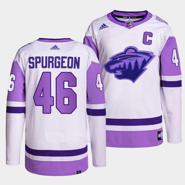 Minnesota Wild Jared Spurgeon HockeyFightsCancer White Jersey Minnesota Wild Jared Spurgeon HockeyFightsCancer White Jersey
