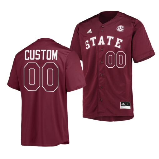 Mississippi State Bulldogs Custom College Baseball Maroon Jersey