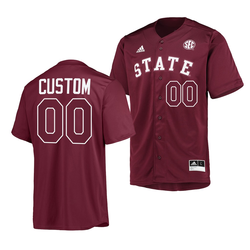 Mississippi State Bulldogs Custom College Baseball Maroon Jersey Mississippi State Bulldogs Custom College Baseball Maroon Jersey