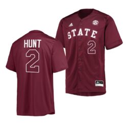 Mississippi State Bulldogs KC Hunt College Baseball Maroon Button-Up Jersey