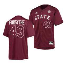 Mississippi State Bulldogs Lane Forsythe College Baseball Maroon Jersey