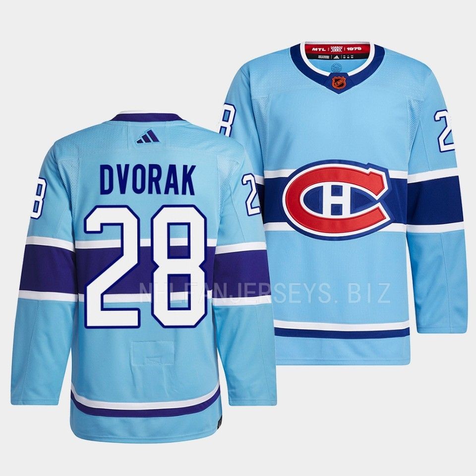 Montreal Canadiens Christian Dvorak 2022 Reverse Retro 2.0 Blue Jersey Montreal Canadiens Christian Dvorak 2022 Reverse Retro 2.0 Blue Jersey