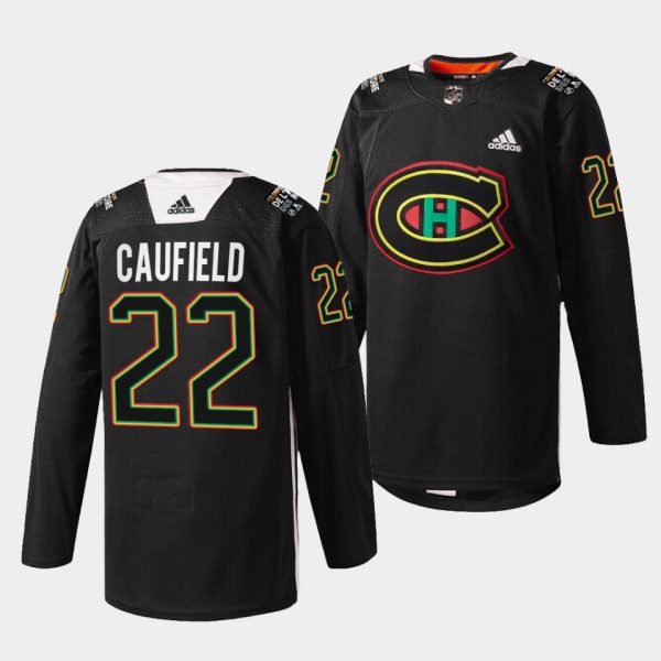 Montreal Canadiens Cole Caufield Black History Night Black Chandail Jersey Montreal Canadiens Cole Caufield Black History Night Black Chandail Jersey