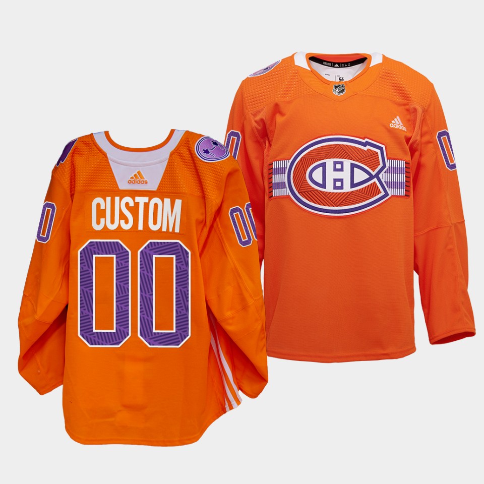 Montreal Canadiens Custom Celebration Les Indigenous Night Orange Jersey Montreal Canadiens Custom Celebration Les Indigenous Night Orange Jersey