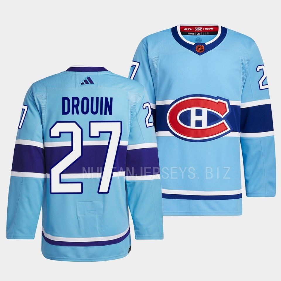 Montreal Canadiens Jonathan Drouin 2022 Reverse Retro 2.0 Blue Jersey Montreal Canadiens Jonathan Drouin 2022 Reverse Retro 2.0 Blue Jersey
