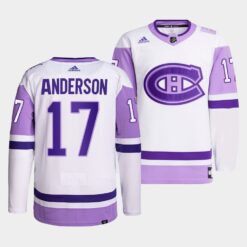 Montreal Canadiens Josh Anderson 2021 Hockey Fights Cancer White Jersey