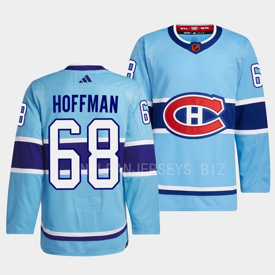 Montreal Canadiens Mike Hoffman 2022 Reverse Retro 2.0 Blue Jersey Montreal Canadiens Mike Hoffman 2022 Reverse Retro 2.0 Blue Jersey