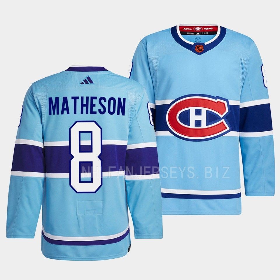 Montreal Canadiens Mike Matheson 2022 Reverse Retro 2.0 Blue Jersey Montreal Canadiens Mike Matheson 2022 Reverse Retro 2.0 Blue Jersey