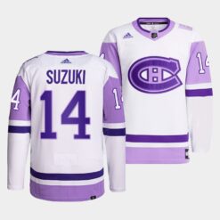 Montreal Canadiens Nick Suzuki 2021 HockeyFightsCancer Jersey #14 White Primegreen