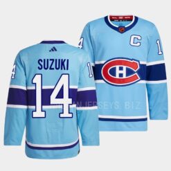 Montreal Canadiens Nick Suzuki 2022 Reverse Retro 2.0 Blue Jersey