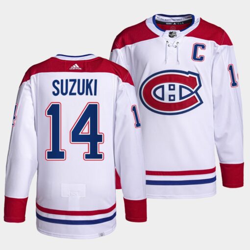 Montreal Canadiens Nick Suzuki 2023 Captain Patch White Jersey