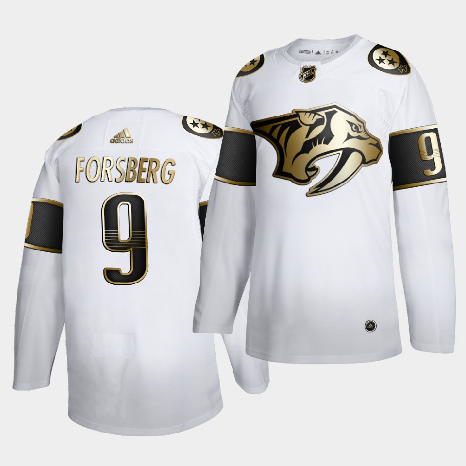 Nashville Predators Filip Forsberg Golden Edition Limited White Jersey Nashville Predators Filip Forsberg Golden Edition Limited White Jersey