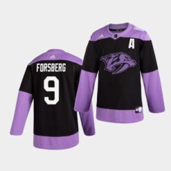 Nashville Predators Filip Forsberg Hockey Fights Cancer Practice Black Jersey