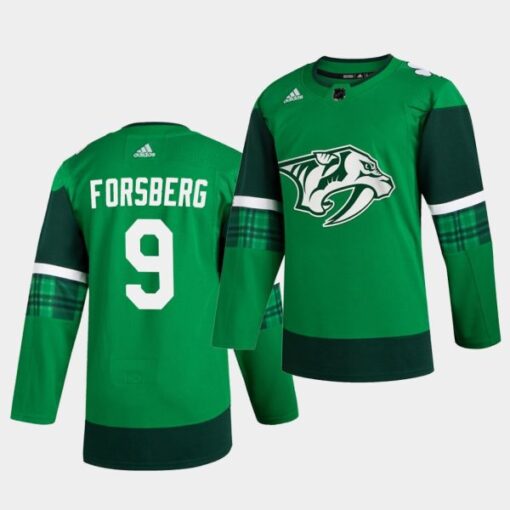 Nashville Predators Filip Forsberg St. Patrick’s Day Green Player Jersey