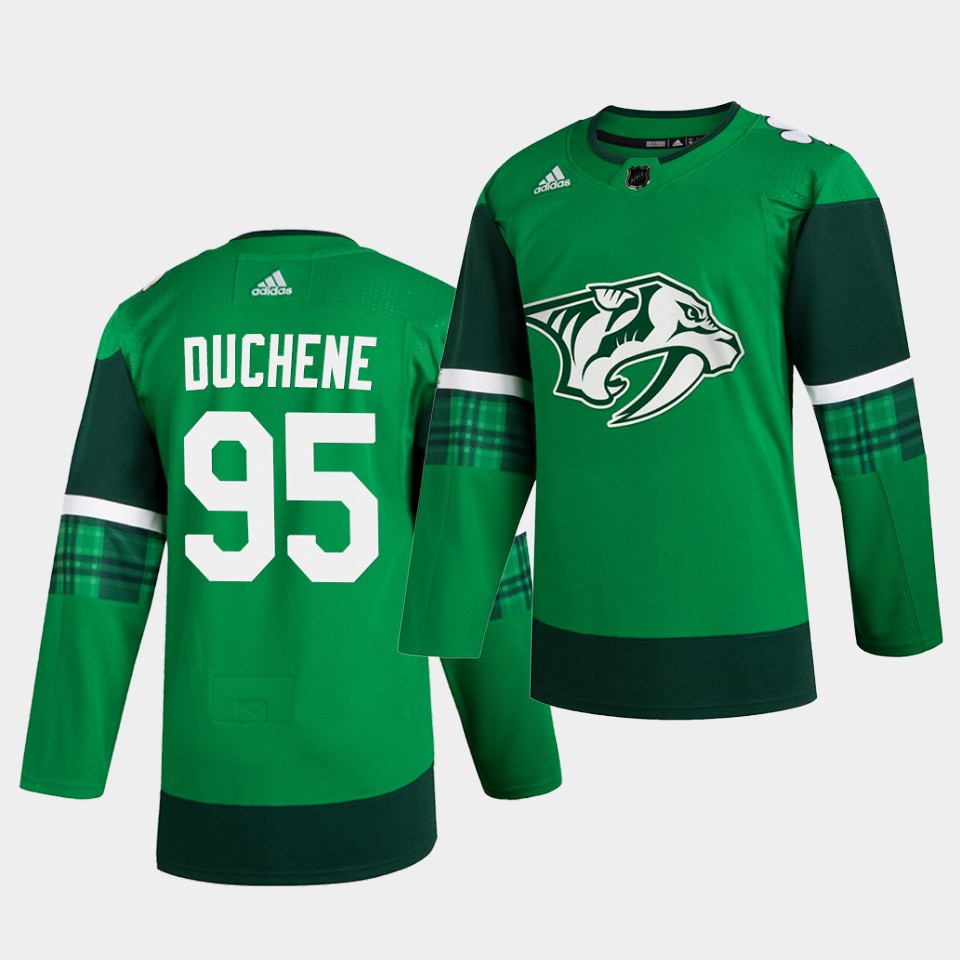Nashville Predators Matt Duchene St. Patrick's Day Green Player Jersey Nashville Predators Matt Duchene St. Patrick's Day Green Player Jersey