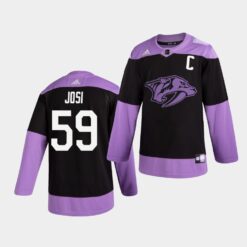 Nashville Predators Roman Josi Hockey Fights Cancer Practice Black Jersey