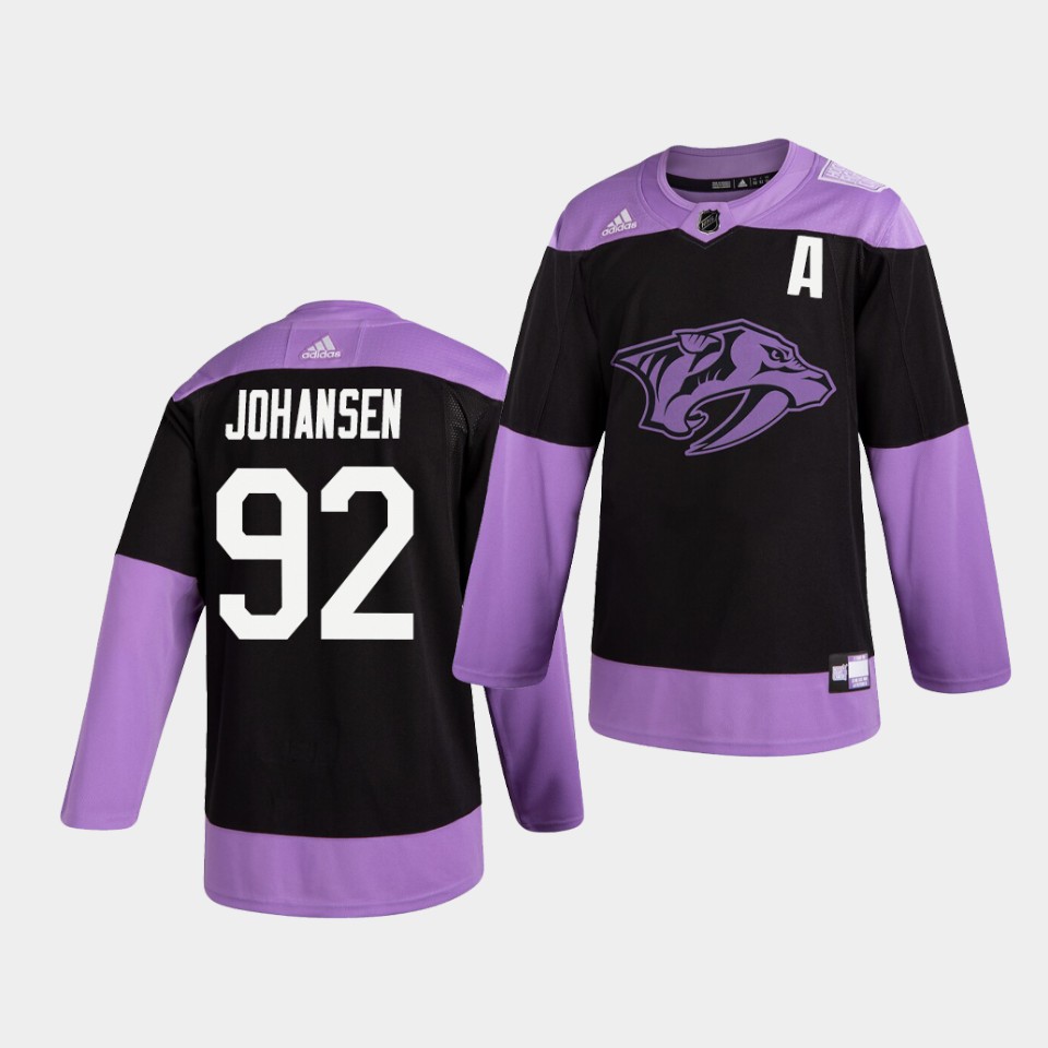 Nashville Predators Ryan Johansen Hockey Fights Cancer Practice Black Jersey Nashville Predators Ryan Johansen Hockey Fights Cancer Practice Black Jersey