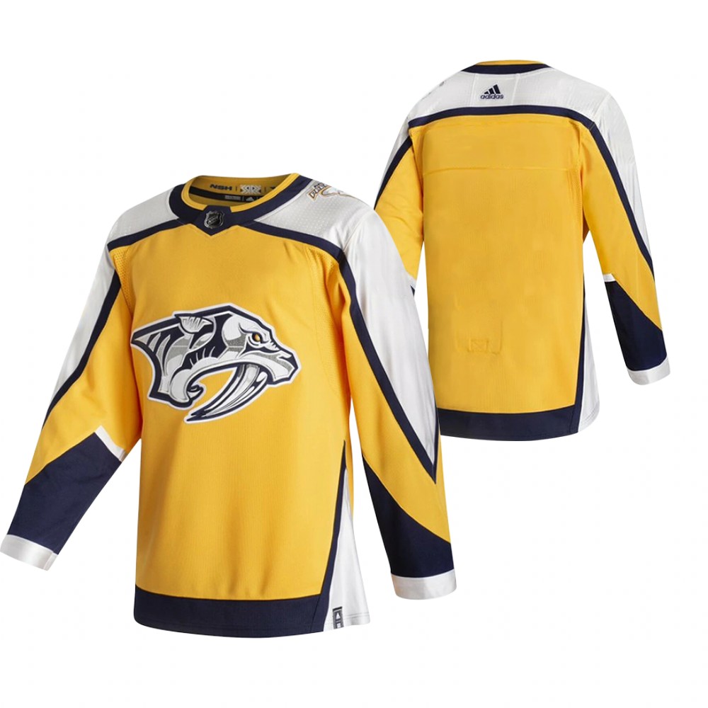 Nashville Predators Team 2021 Reverse Retro Gold Jersey Nashville Predators Team 2021 Reverse Retro Gold Jersey