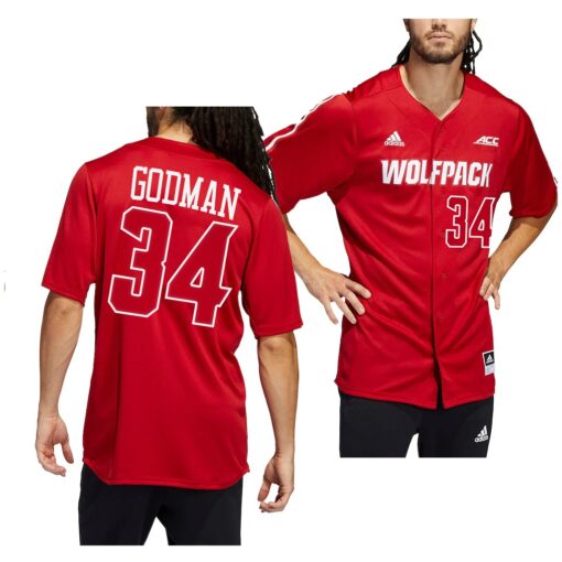 NC State Wolfpack Jacob Godman College Baseball Jersey Red