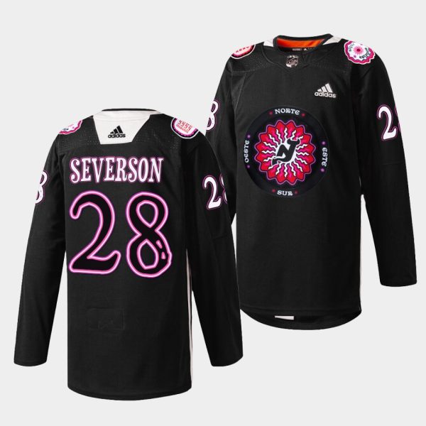 New Jersey Devils Damon Severson Hispanic Heritage Night Black Jersey New Jersey Devils Damon Severson Hispanic Heritage Night Black Jersey