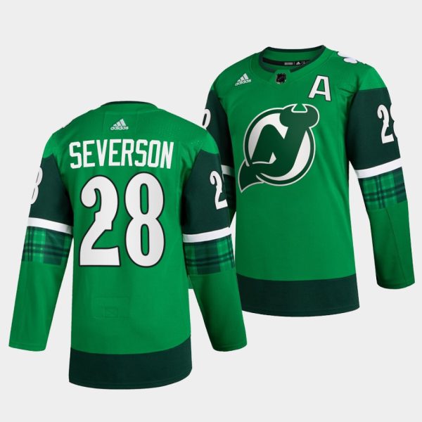 New Jersey Devils Damon Severson St Patricks Day Green Jersey New Jersey Devils Damon Severson St Patricks Day Green Jersey