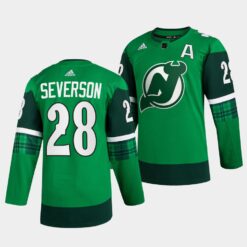 New Jersey Devils Damon Severson St Patricks Day Green Jersey