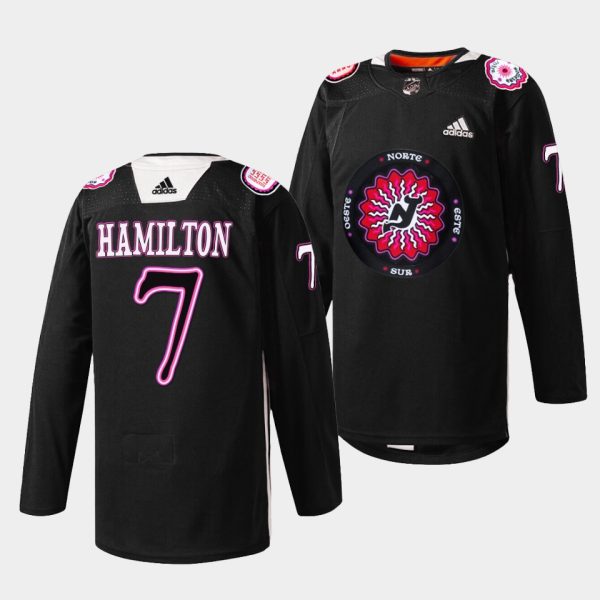 New Jersey Devils Dougie Hamilton Hispanic Heritage Night Black Jersey New Jersey Devils Dougie Hamilton Hispanic Heritage Night Black Jersey