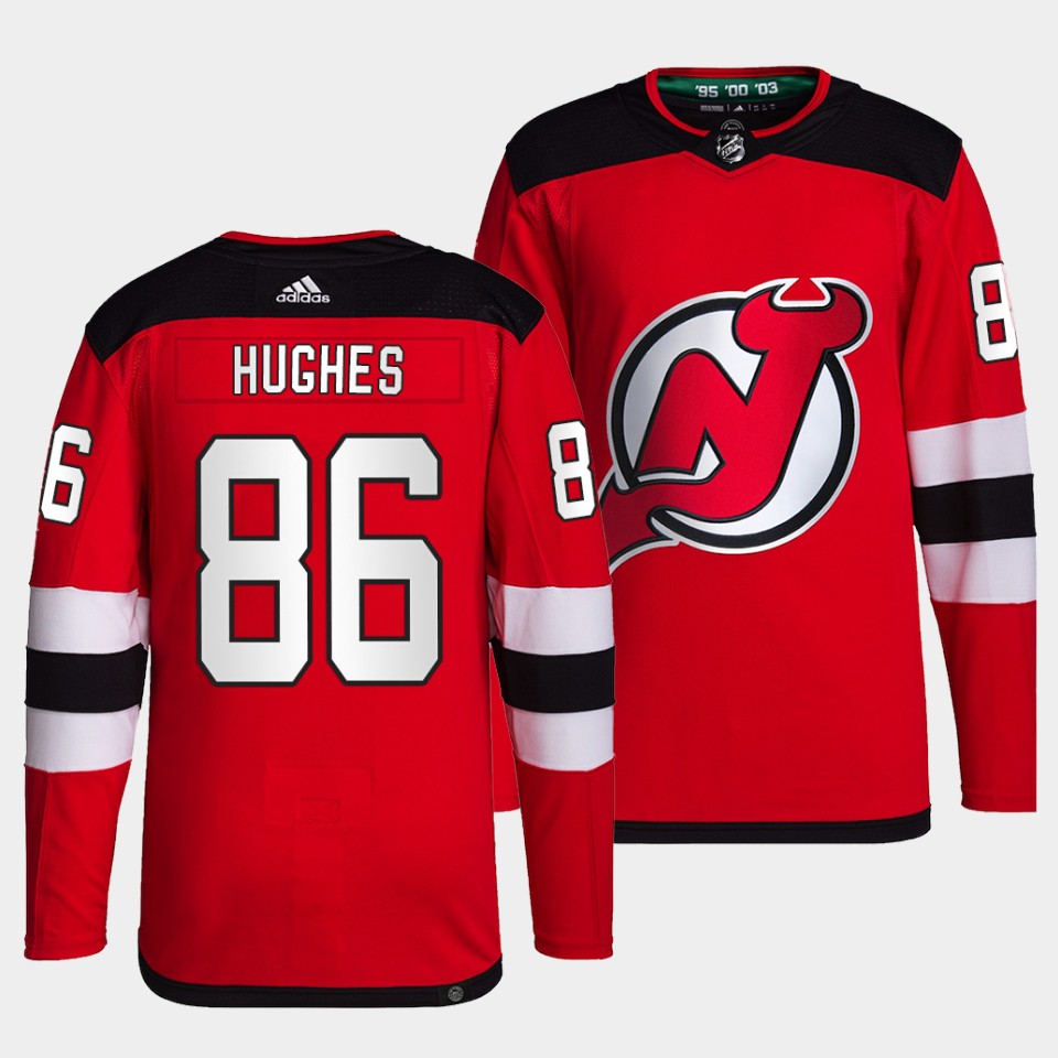 New Jersey Devils Jack Hughes Home Red Jersey New Jersey Devils Jack Hughes Home Red Jersey
