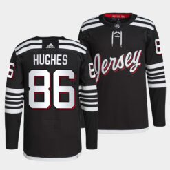 New Jersey Devils Jack Hughes Pro Black Jersey Alternate