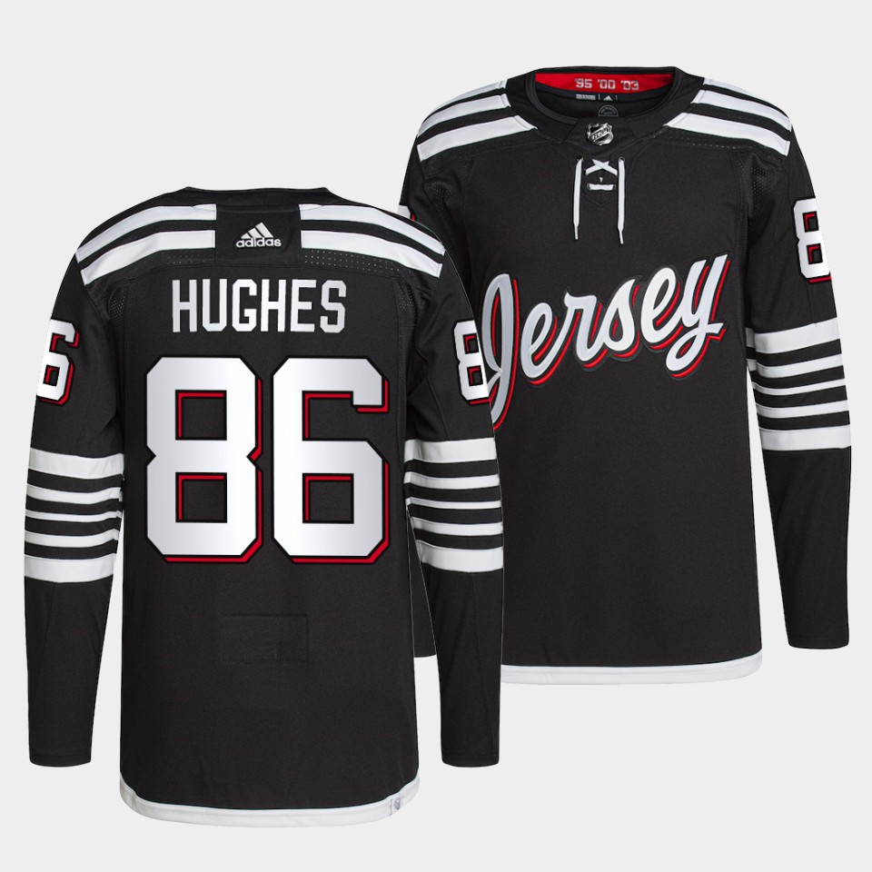 New Jersey Devils Jack Hughes Pro Black Jersey Alternate New Jersey Devils Jack Hughes Pro Black Jersey Alternate